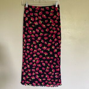 Reformation Black and Pink Patterned Pencil Skirt
